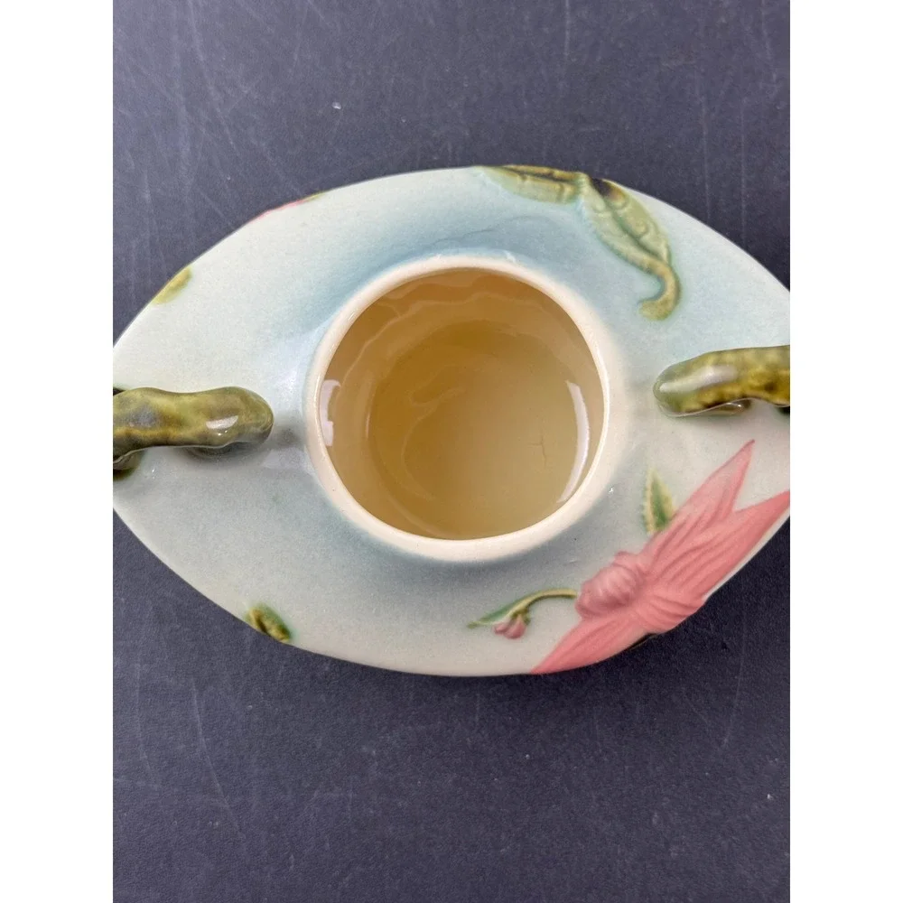 Hull Pottery Wildflower Sugar Bowl and Creamer Set W27 W28 Pink Green Vintage - Picture 12 of 14